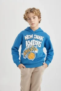 DeFacto Boy's Nba New York Knicks Hooded Thick Sweatshirt B4793a823wn