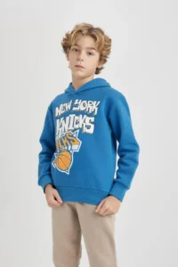 DeFacto Boy's Nba New York Knicks Hooded Thick Sweatshirt B4793a823wn - Image 4