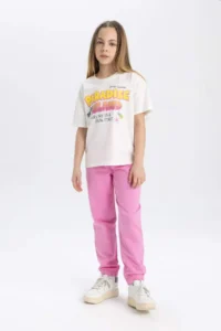 DeFacto Girl's Relax Fit Crew Neck Printed Short Sleeve T-Shirt - Image 2