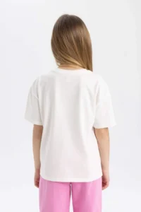 DeFacto Girl's Relax Fit Crew Neck Printed Short Sleeve T-Shirt - Image 6
