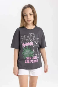 DeFacto Girl's Relax Fit Crew Neck Printed Short Sleeve T-Shirt - Image 3