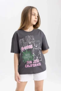 DeFacto Girl's Relax Fit Crew Neck Printed Short Sleeve T-Shirt - Image 4
