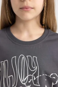DeFacto Girl's Relax Fit Crew Neck Printed Short Sleeve T-Shirt - Image 5