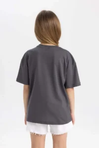 DeFacto Girl's Relax Fit Crew Neck Printed Short Sleeve T-Shirt - Image 6