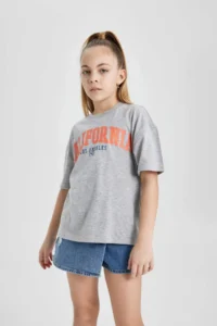 DeFacto Girl's Crew Neck Printed Short Sleeve T-Shirt - Image 3