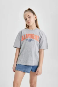 DeFacto Girl's Crew Neck Printed Short Sleeve T-Shirt - Image 4