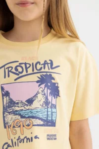 DeFacto Crew Neck Printed Short Sleeve T-Shirt Girl - Image 5
