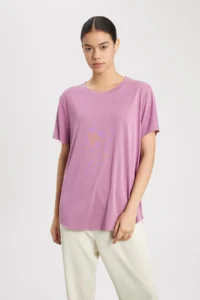 DeFacto Fit Oversize Modal Crew Neck Athlete Short Sleeve T-Shirt B5536ax24sp - Image 3