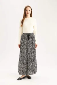 DeFacto Waist Elastic Patterned Kilos Maxi Skirt - Image 2