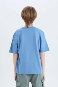 DeFacto Oversize Wide Fit Crew Neck Basic Plain Short Sleeve T-Shirt Boy - Image 6