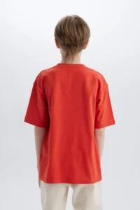 DeFacto Oversize Wide Fit Crew Neck Basic Plain Short Sleeve T-Shirt Boy - Image 6