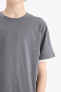 DeFacto Boy's Crew Neck Basic Plain Short Sleeve T-Shirt B5928a825sm - Image 5