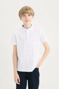 DeFacto Boy's Crew Neck Pique Short Sleeve Polo T-Shirt