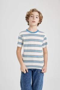 DeFacto Crew Neck Striped Short Sleeve T-Shirt Boy