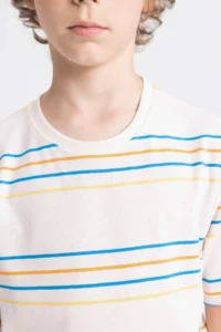 DeFacto Crew Neck Striped Short Sleeve T-Shirt Boy - Image 5