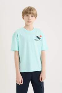 DeFacto Oversize Wide Fit Crew Neck Printed Short Sleeve T-Shirt Boy - Image 3