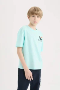 DeFacto Oversize Wide Fit Crew Neck Printed Short Sleeve T-Shirt Boy - Image 4