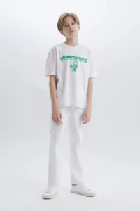 DeFacto Oversize Wide Fit Crew Neck Printed Short Sleeve T-Shirt Boy - Image 2