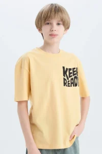 DeFacto Oversize Wide Fit Crew Neck Printed Short Sleeve T-Shirt Boy