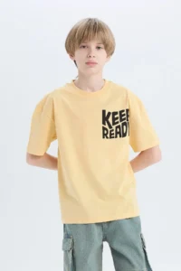 DeFacto Oversize Wide Fit Crew Neck Printed Short Sleeve T-Shirt Boy - Image 3