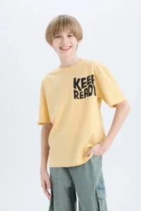 DeFacto Oversize Wide Fit Crew Neck Printed Short Sleeve T-Shirt Boy - Image 4