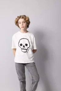 DeFacto Oversize Wide Fit Crew Neck Embroidered Short Sleeve T-Shirt Boy