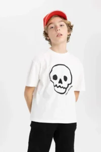 DeFacto Oversize Wide Fit Crew Neck Embroidered Short Sleeve T-Shirt Boy - Image 6