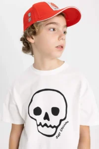DeFacto Oversize Wide Fit Crew Neck Embroidered Short Sleeve T-Shirt Boy - Image 7