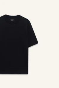 DeFacto Oversize Wide Fit Crew Neck Heavy Fabric Basic Plain Short Sleeve Black T-Shirt - Image 8