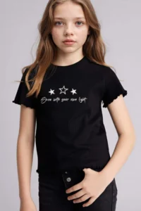 DeFacto Slim Fit Patterned Ribbed Camisole T-Shirt for Girls