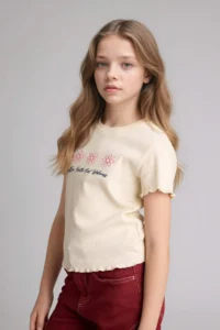 DeFacto Slim Fit Patterned Ribbed Camisole T-Shirt for Girls - Image 3