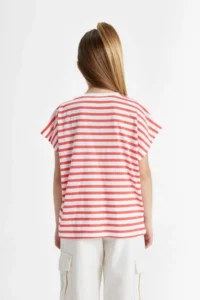 DeFacto Girl's Oversize Wide Fit Crew Neck Striped Short Sleeve T-Shirt B6697a824sm - Image 6