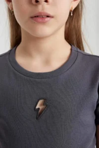 DeFacto Slim Fit Narrow Cut Crew Neck Ribbed Camisole Short Sleeve T-Shirt Girl Child - Image 5
