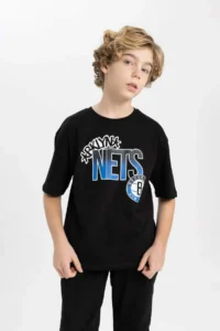 DeFacto Boy's NBA Brooklyn Nets Oversize Wide Fit Crew Neck Short Sleeve T-Shirt