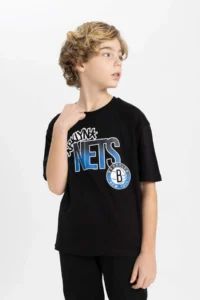 DeFacto Boy's NBA Brooklyn Nets Oversize Wide Fit Crew Neck Short Sleeve T-Shirt - Image 4