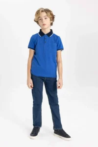 DeFacto Polo Neck Pique Short Sleeve T-Shirt Boy - Image 2