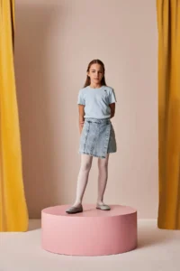 DeFacto Slim Fit Narrow Cut Crew Neck Embroidered Ribbed Camisole Short Sleeve T-Shirt Girl Child - Image 2