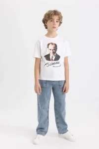 DeFacto 29 October Republic Day Crew Neck Color Changing Ataturk Printed Short Sleeve White T-Shirt - Image 8