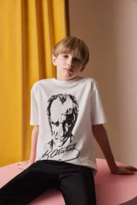 DeFacto Boy's Crew Neck Ataturk Printed Short Sleeve T-Shirt B6938a825sm