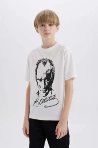 DeFacto Boy's Crew Neck Ataturk Printed Short Sleeve T-Shirt B6938a825sm - Image 4