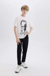 DeFacto Boy's Crew Neck Ataturk Printed Short Sleeve T-Shirt B6938a825sm - Image 5