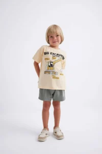 DeFacto Baby Boy Crew Neck Vehicle Printed Short Sleeve T-Shirt - Image 2