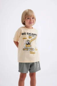 DeFacto Baby Boy Crew Neck Vehicle Printed Short Sleeve T-Shirt - Image 3