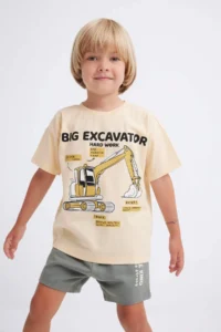 DeFacto Baby Boy Crew Neck Vehicle Printed Short Sleeve T-Shirt - Image 4