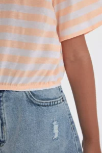 DeFacto Crew Neck Striped Short Sleeve T-Shirt Girl - Image 4