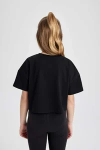 DeFacto Crew Neck Printed Crop Short Sleeve T-Shirt Girl - Image 5
