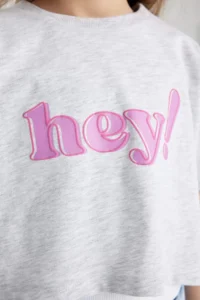 DeFacto Crew Neck Printed Crop Short Sleeve T-Shirt Girl - Image 5