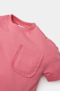 DeFacto Crew Neck Basic Plain Short Sleeve T-Shirt for Baby Girl - Image 3