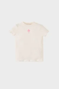 DeFacto Crew Neck Floral Ribbed Camisole Short Sleeve T-Shirt for Baby Girl