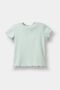DeFacto Baby Girl Crew Neck Floral Ribbed Camisole Short Sleeve T-Shirt